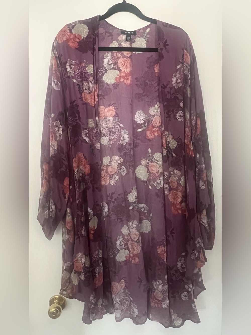 Floral Sheer Purple Kimono Jacket - Women